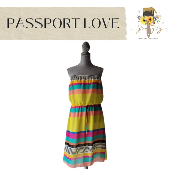 PASSPORT LOVE Strapless Dress Multi-Color XL - Picture 1 of 7
